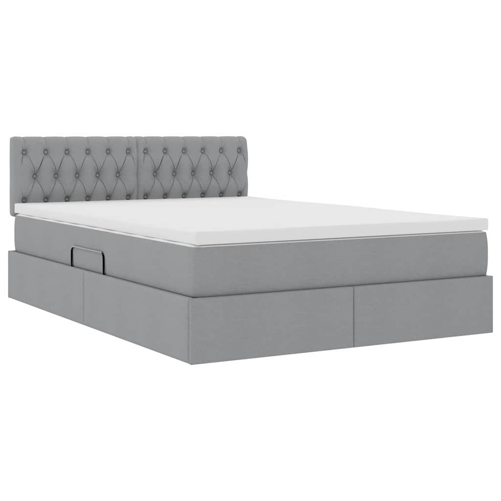 Letto con testiera Grigio chiaro 140 x 190 cm Tessuto