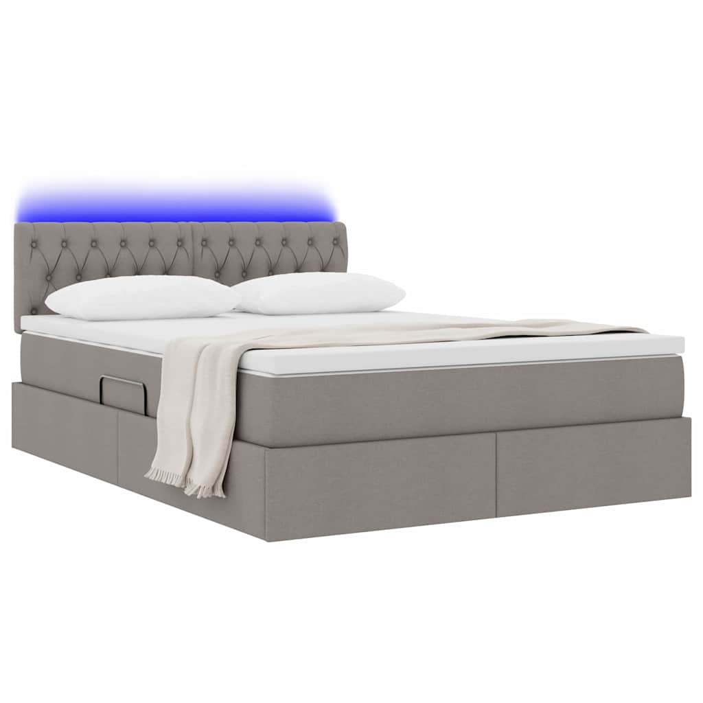 Letto con luci a strisce a LED Talpa 140 x 190 cm Tessuto
