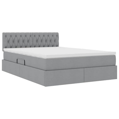 Letto con contenitore e LED Grigio chiaro 140 x 200 cm Tessuto | homemem39