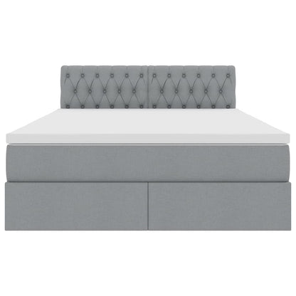 Letto con contenitore e LED Grigio chiaro 140 x 200 cm Tessuto | homemem39