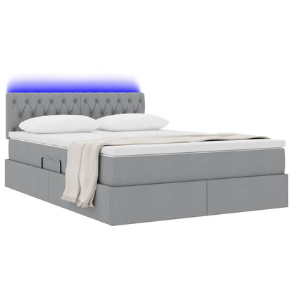 Letto con contenitore e LED Grigio chiaro 140 x 200 cm Tessuto | homemem39