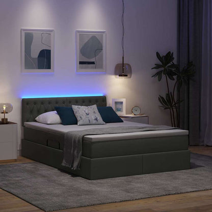 Letto con testiera Grigio scuro 140 x 200 cm Tessuto