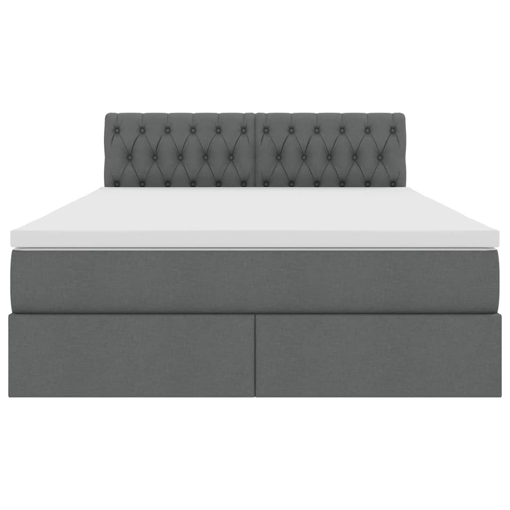 Letto con testiera Grigio scuro 140 x 200 cm Tessuto