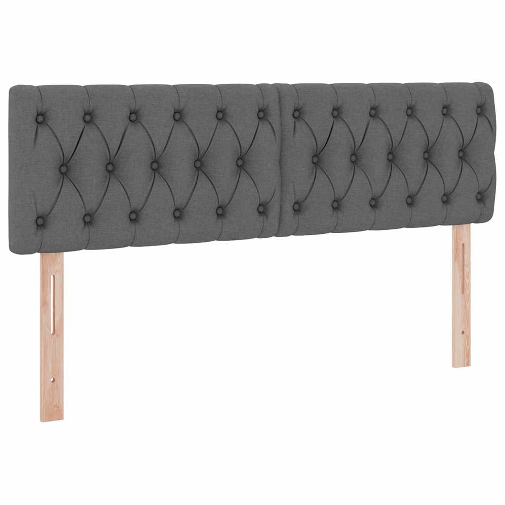 Letto con testiera Grigio scuro 140 x 200 cm Tessuto