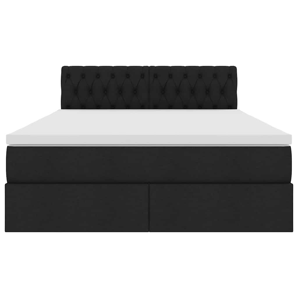 Letto con luci a strisce a LED Nero 140 x 200 cm Tessuto