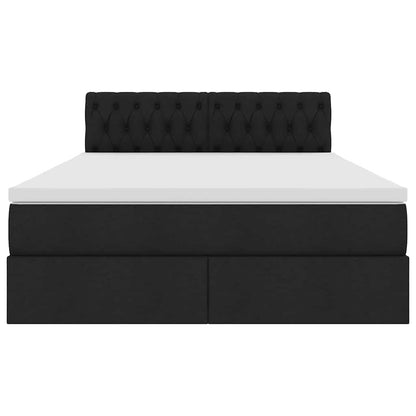 Letto con luci a strisce a LED Nero 140 x 200 cm Tessuto