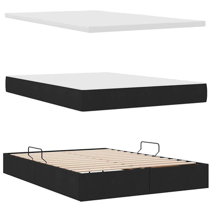 Letto con contenitore e LED con led Nero 140 x 200 cm Tessuto | homemem39