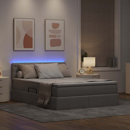 Letto con luci a strisce a LED Talpa 140 x 200 cm Tessuto