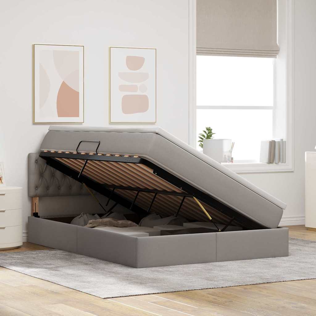 Letto con luci a strisce a LED Talpa 140 x 200 cm Tessuto