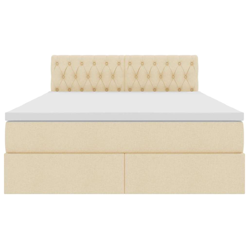 Letto con luci a strisce a LED Crema 140 x 200 cm Tessuto