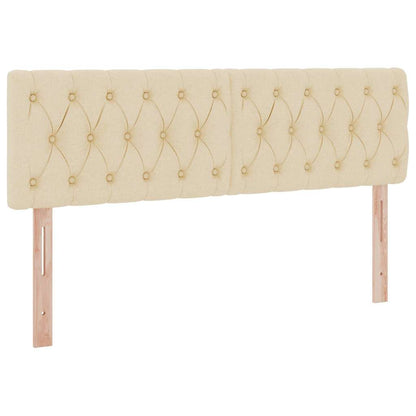 Letto con luci a strisce a LED Crema 140 x 200 cm Tessuto