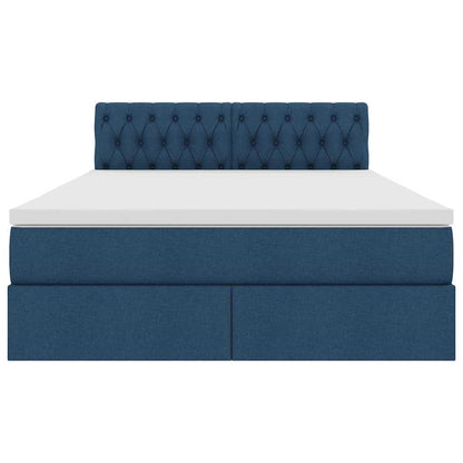 Letto con contenitore e LED con led Blu 140 x 200 cm Tessuto | homemem39