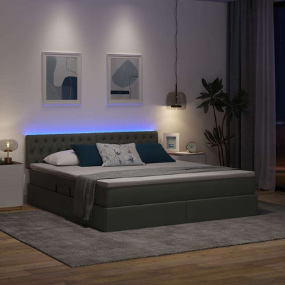 Letto con contenitore e LED Grigio scuro 160 x 200 cm Tessuto | homemem39