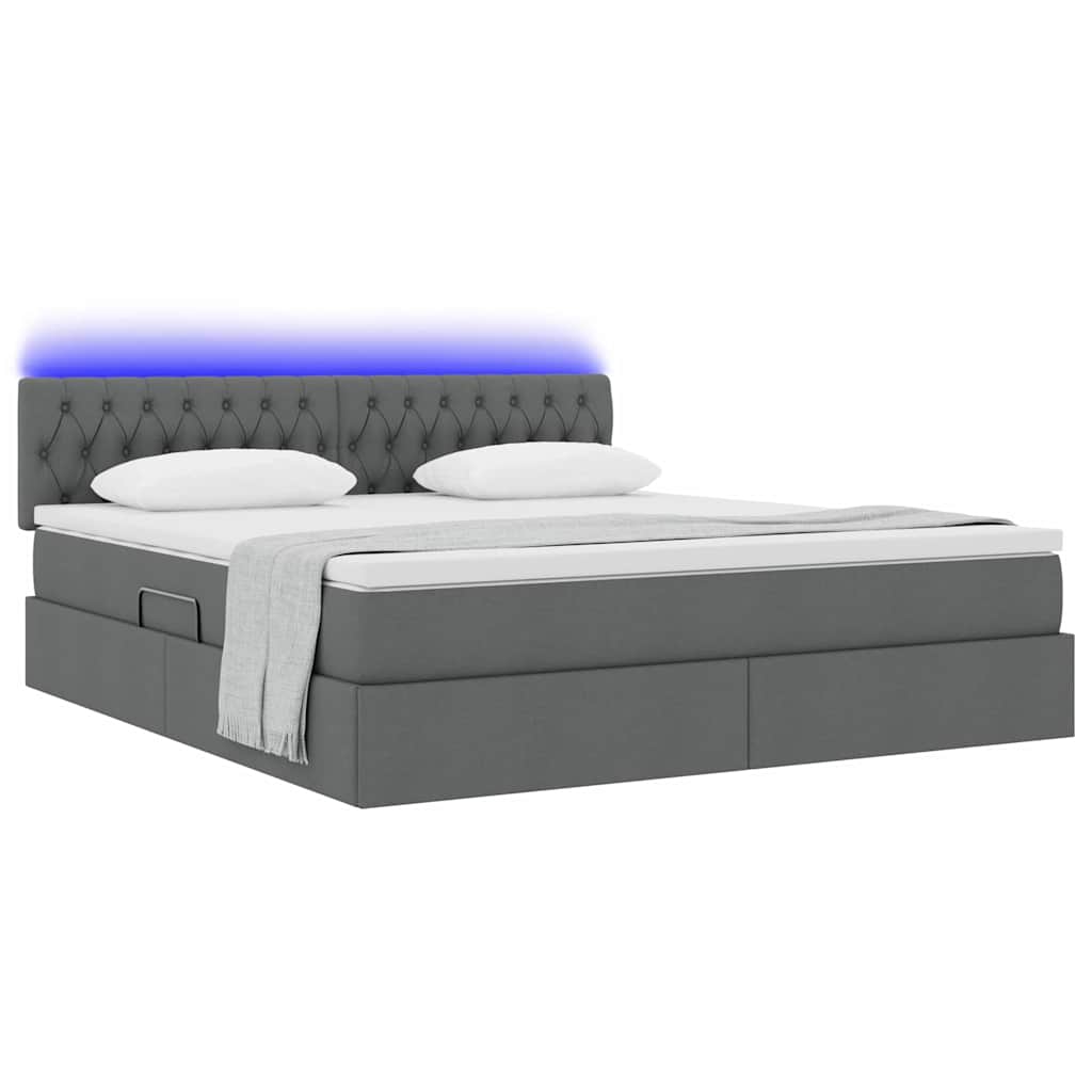 Letto con contenitore e LED Grigio scuro 160 x 200 cm Tessuto | homemem39
