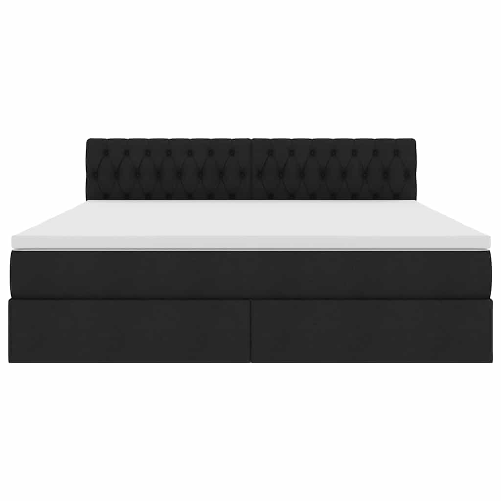 Letto con contenitore e LED con led Nero 160 x 200 cm Tessuto | homemem39