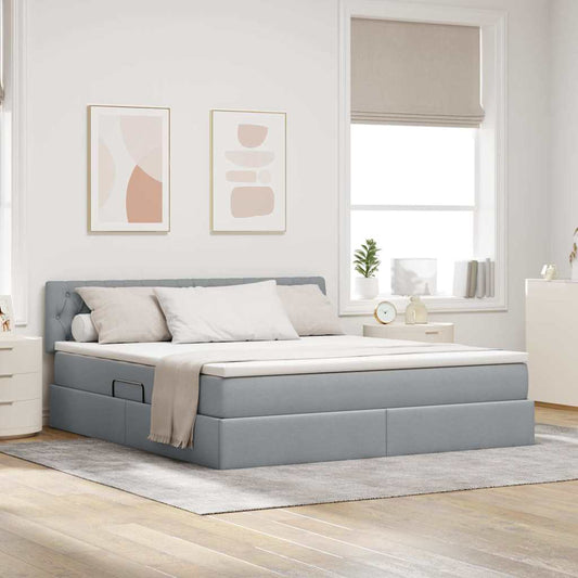 Letto con testiera Grigio chiaro 180 x 200 cm Tessuto