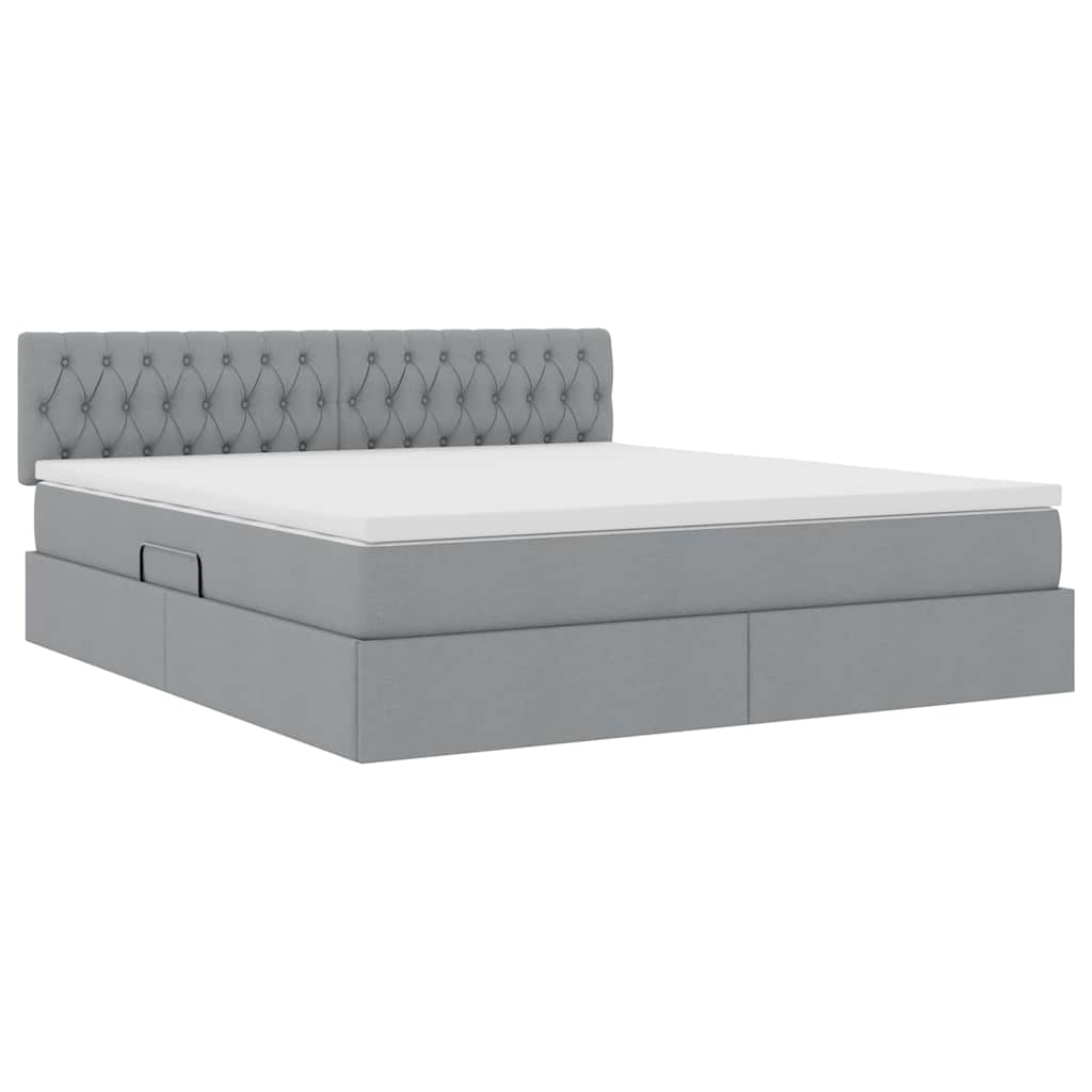 Letto con testiera Grigio chiaro 180 x 200 cm Tessuto