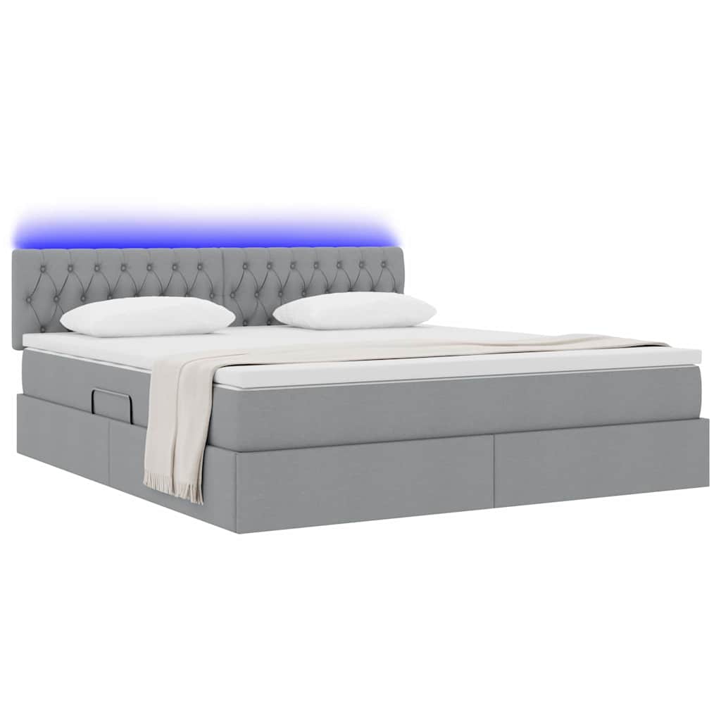 Letto con contenitore e LED Grigio chiaro 180 x 200 cm Tessuto | homemem39