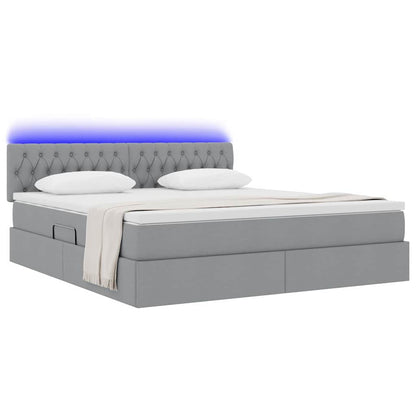 Letto con contenitore e LED Grigio chiaro 180 x 200 cm Tessuto | homemem39
