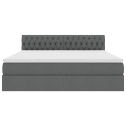 Letto con testiera Grigio scuro 180 x 200 cm Tessuto