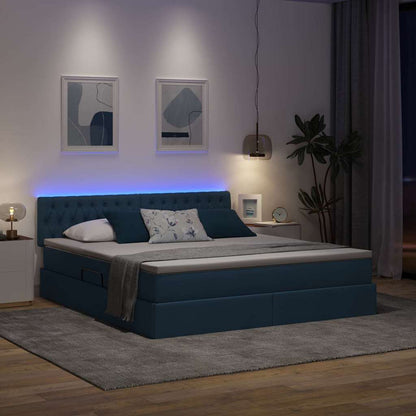 Letto con contenitore e LED con led Blu 180 x 200 cm Tessuto | homemem39