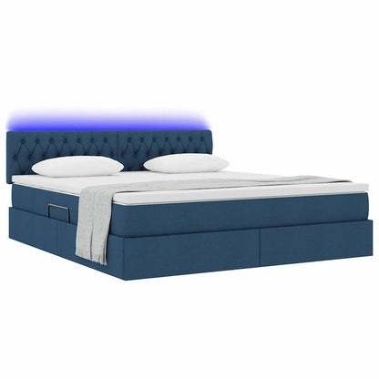 Letto con contenitore e LED con led Blu 180 x 200 cm Tessuto | homemem39