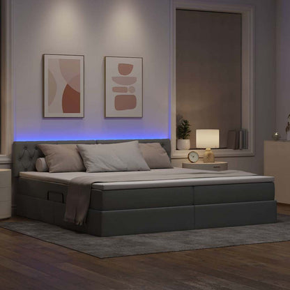 Letto con contenitore e LED Grigio chiaro 200 x 200 cm Tessuto | homemem39