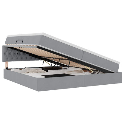 Letto con testiera Grigio chiaro 200 x 200 cm Tessuto