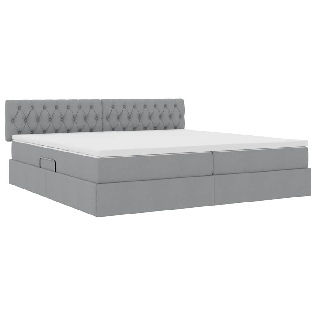 Letto con testiera Grigio chiaro 200 x 200 cm Tessuto