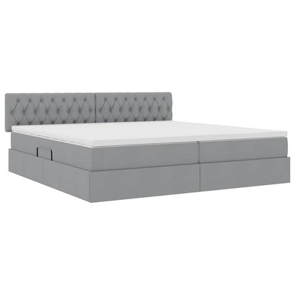 Letto con testiera Grigio chiaro 200 x 200 cm Tessuto