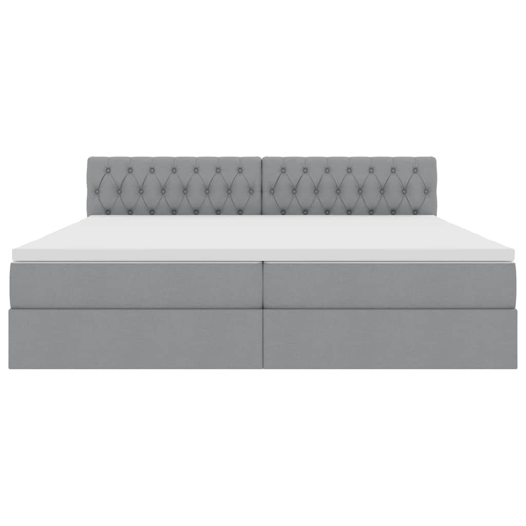 Letto con testiera Grigio chiaro 200 x 200 cm Tessuto