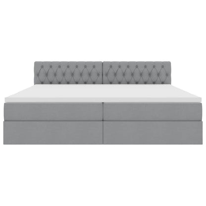 Letto con testiera Grigio chiaro 200 x 200 cm Tessuto