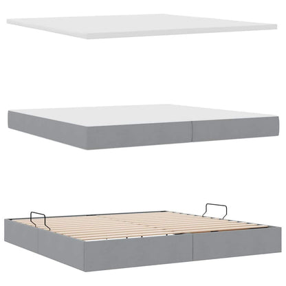 Letto con testiera Grigio chiaro 200 x 200 cm Tessuto