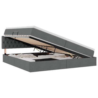 Letto con testiera Grigio scuro 200 x 200 cm Tessuto