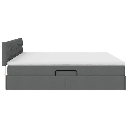 Letto con contenitore e LED Grigio scuro 200 x 200 cm Tessuto | homemem39