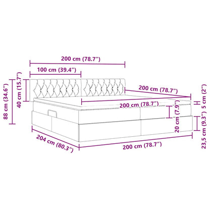 Letto con testiera Grigio scuro 200 x 200 cm Tessuto