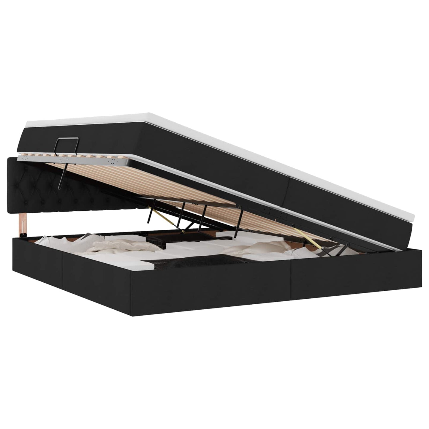 Letto con luci a strisce a LED Nero 200 x 200 cm Tessuto