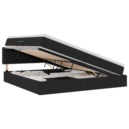 Letto con luci a strisce a LED Nero 200 x 200 cm Tessuto