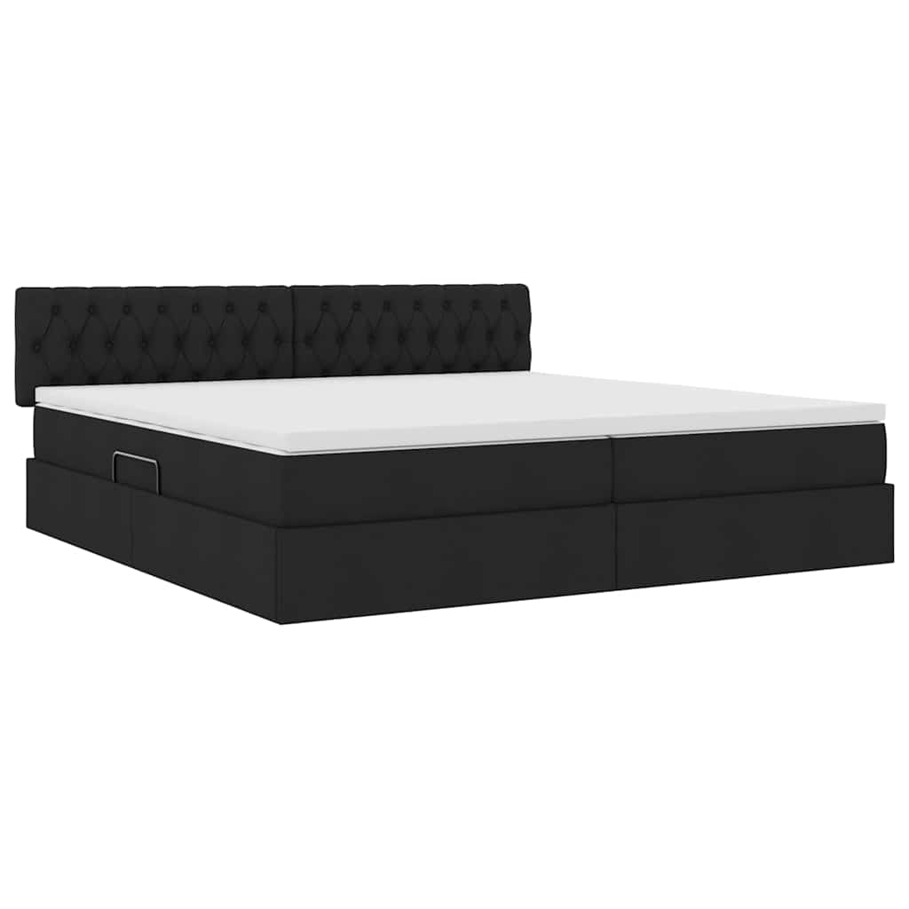 Letto con contenitore e LED con led Nero 200 x 200 cm Tessuto | homemem39