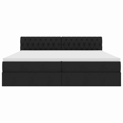 Letto con luci a strisce a LED Nero 200 x 200 cm Tessuto