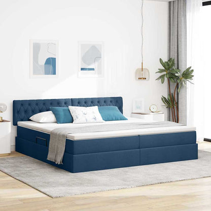 Letto con contenitore e LED con led Blu 200 x 200 cm Tessuto | homemem39