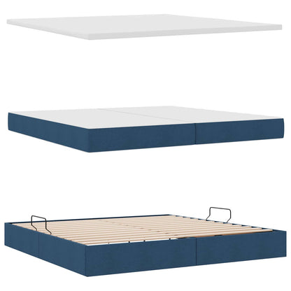 Letto con contenitore e LED con led Blu 200 x 200 cm Tessuto | homemem39