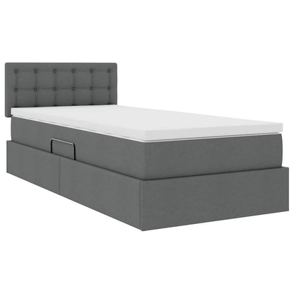 Letto con contenitore e LED Grigio scuro 90 x 190 cm Tessuto | homemem39