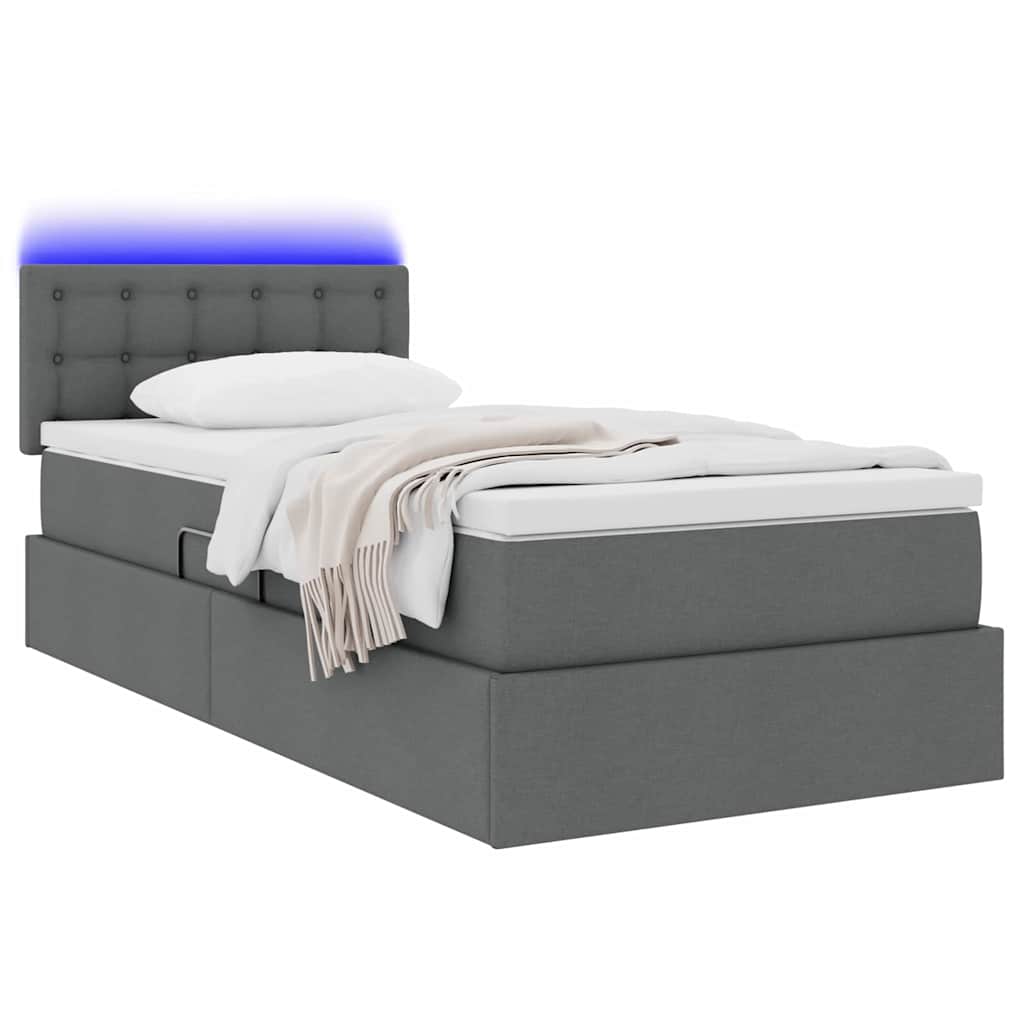 Letto con contenitore e LED Grigio scuro 90 x 190 cm Tessuto | homemem39