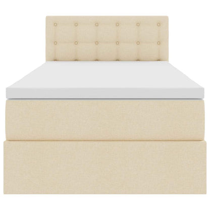 Letto con contenitore e LED con led Crema 90 x 190 cm Tessuto | homemem39