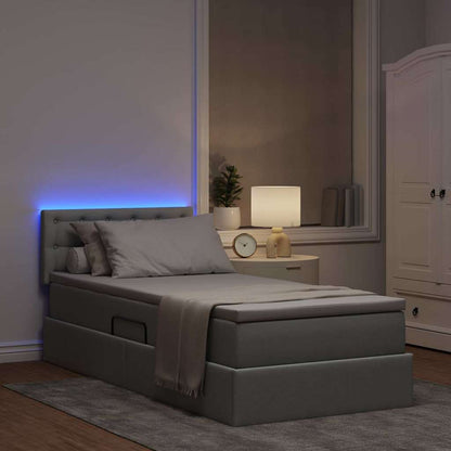 Letto con contenitore e LED Grigio chiaro 90 x 200 cm Tessuto | homemem39