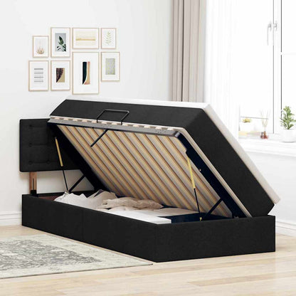 Letto con contenitore LED e materasso Nero 90 x 200 cm Tessuto