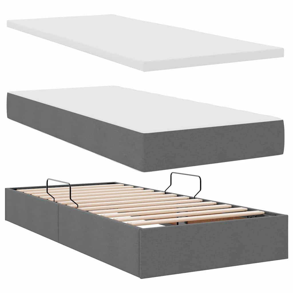 Letto con contenitore e LED Grigio scuro 100 x 200 cm Tessuto | homemem39