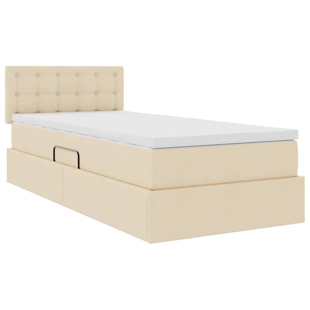 Letto con contenitore e LED Crema 100 x 200 cm Tessuto | homemem39