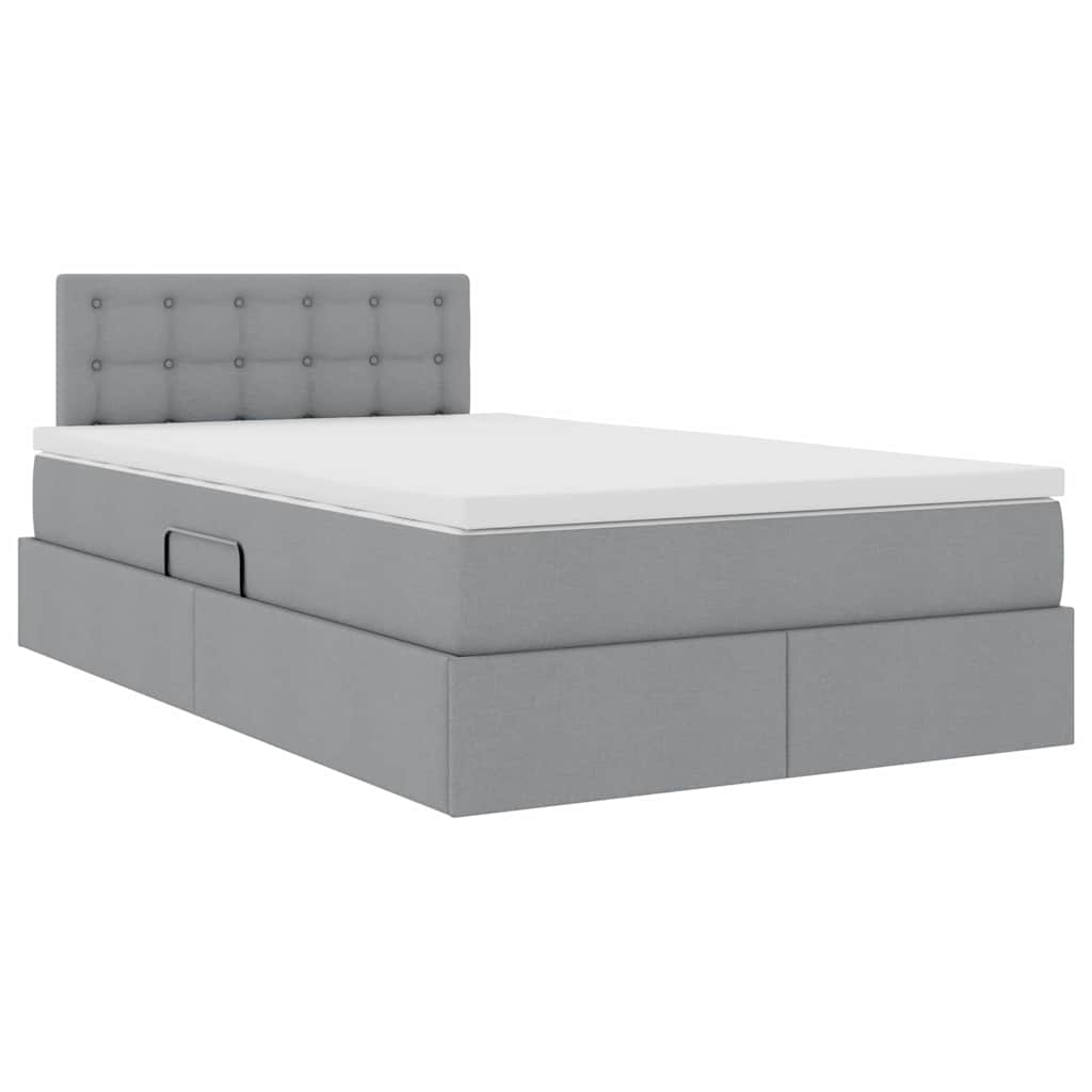 Letto con contenitore e LED Grigio chiaro 120 x 190 cm Tessuto | homemem39
